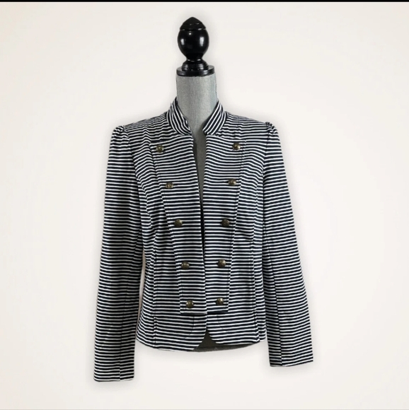 NWT Tommy Hilfiger Military Open Front Jacket Large - Navy/White - Picture 4 of 9